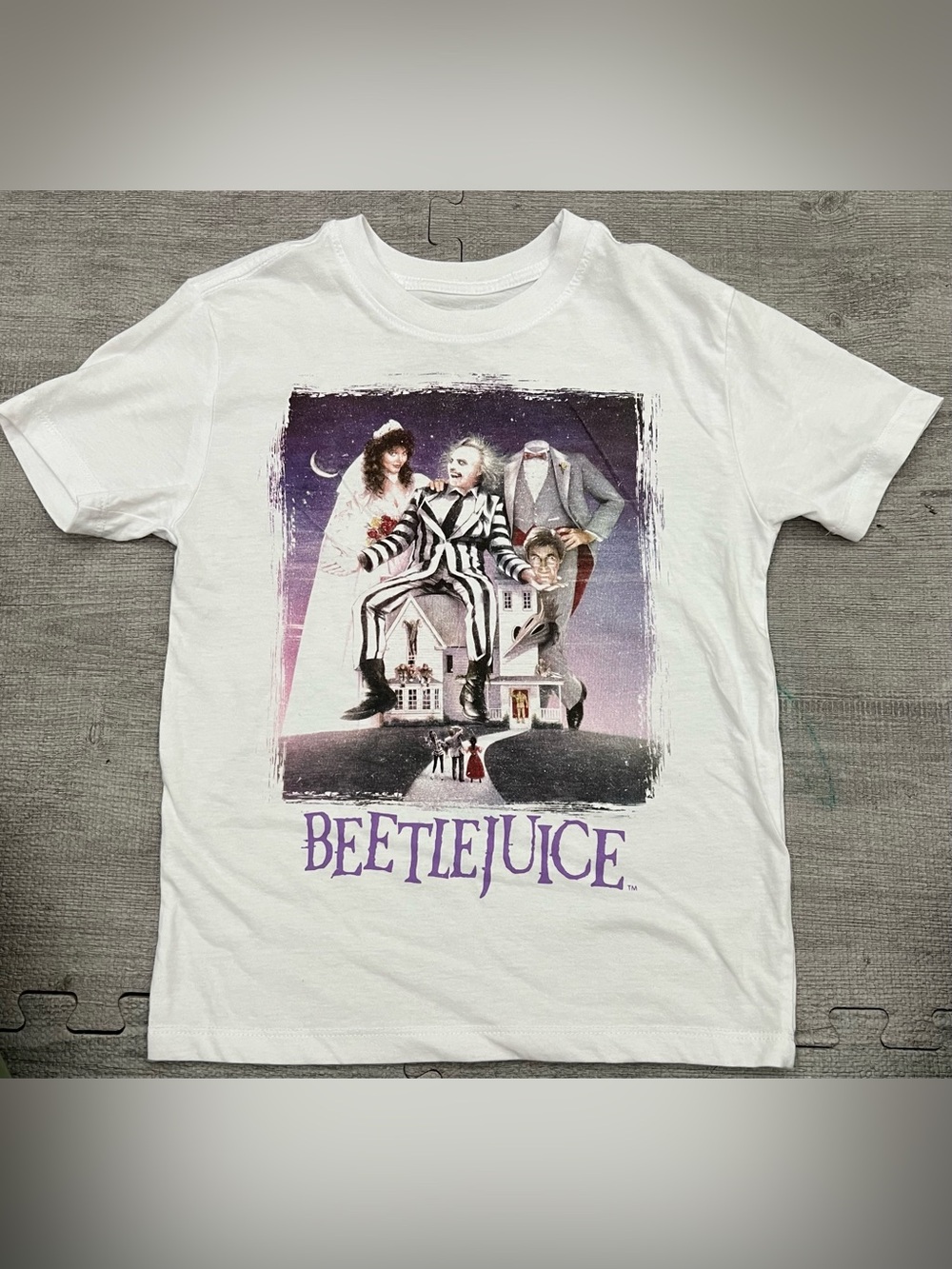 Beetlejuice Men's White Crew Neck Short Sleeve Graphic Print Logo T-Shirt SM